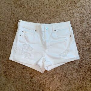 NWOT American Eagle White Ripped Cuffed Hi Rise Shorties